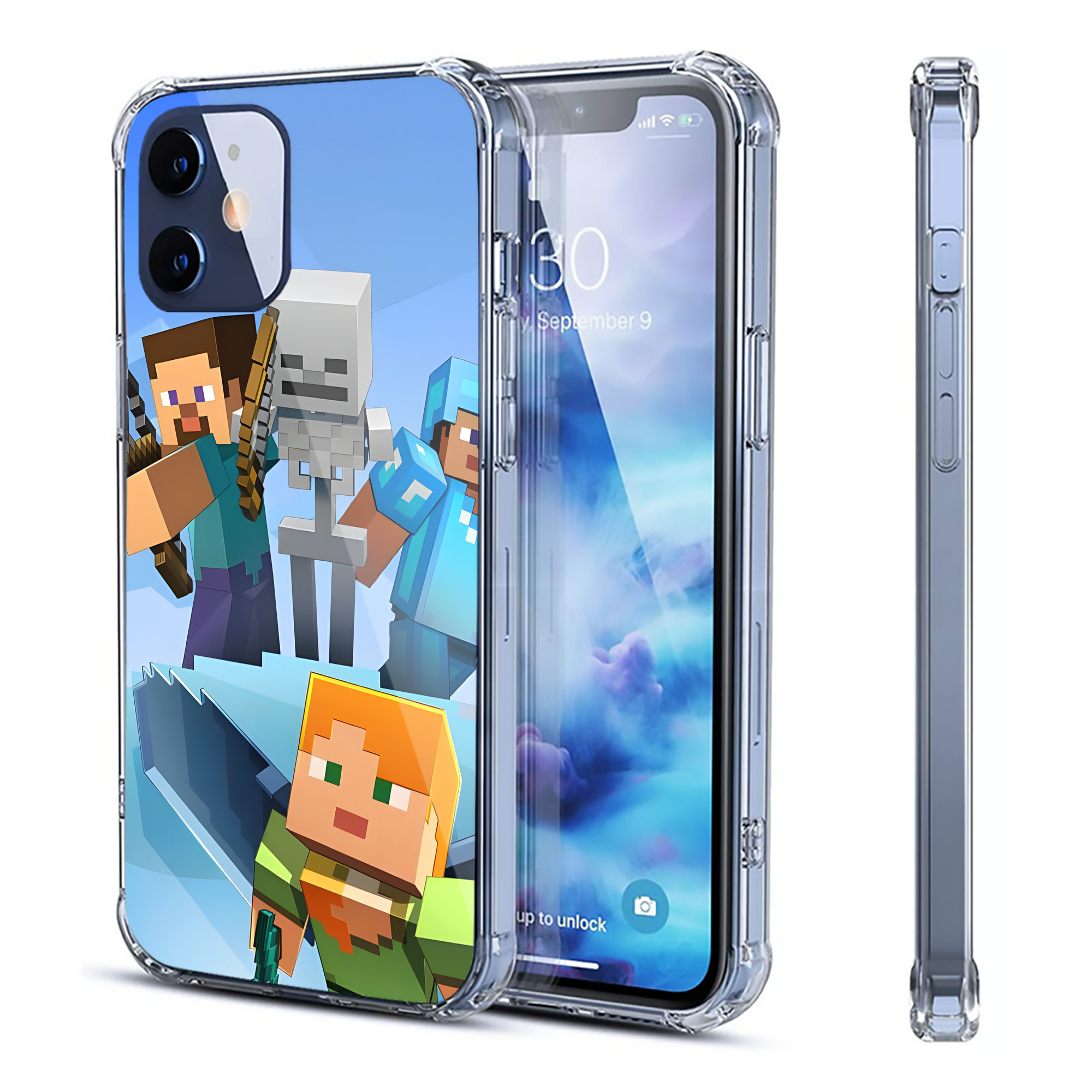 （画像用） マインクラフト ブロックの世界 Minecraft MC Block world 【iPhone 12シリーズ対応】透明スマホケース（クリアソフトケース）